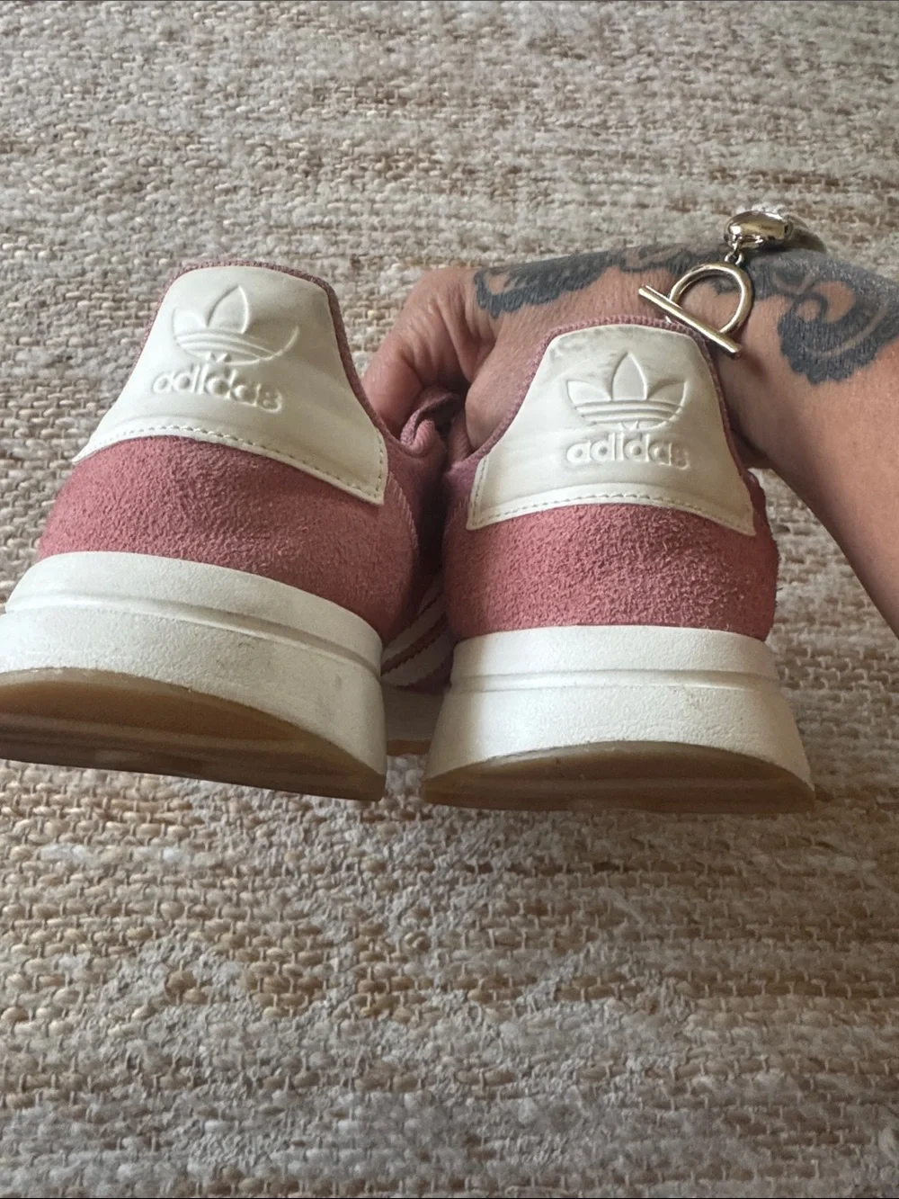 adidas Women’s Dusty Pink and Cream Retro Runner Sneakers